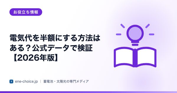 「電気代を半額にする方法はある？公式データで検証【2026年版】」のタイトルカード
