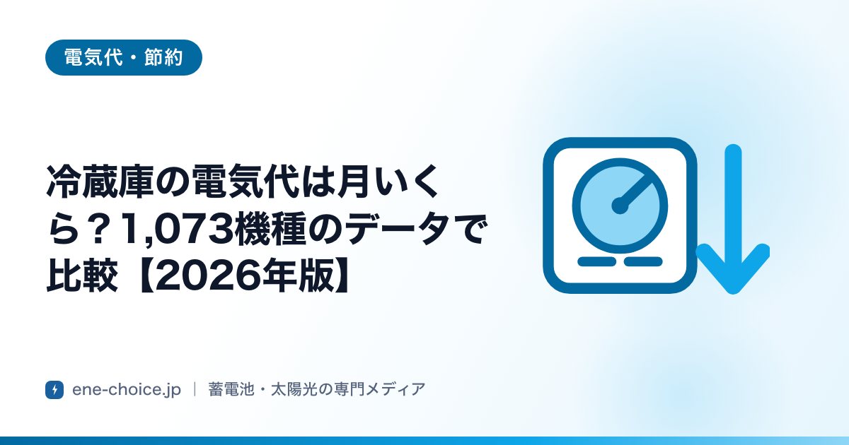 「冷蔵庫の電気代は月いくら？1,073機種のデータで比較【2026年版】」のタイトルカード