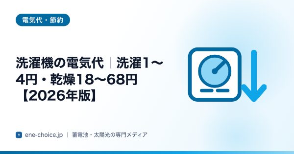 「洗濯機の電気代｜洗濯1〜4円・乾燥18〜68円【2026年版】」のタイトルカード