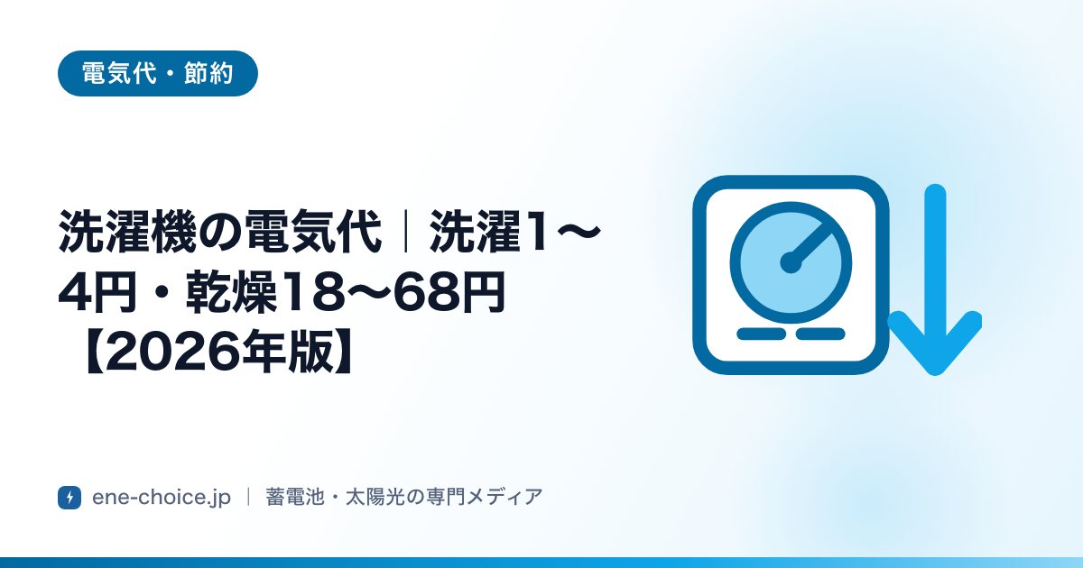「洗濯機の電気代｜洗濯1〜4円・乾燥18〜68円【2026年版】」のタイトルカード